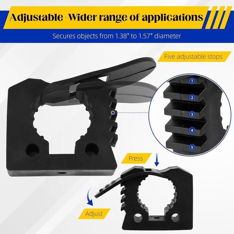 KRYONIX Rubber Clamp (2 Pack) Adjustable Non-Slip Quick Release Mount, Fits 1" - 2-1/4" Diameter Handles, Heavy-Duty Tool Holder for Garage, Truck, RV, Boat, or Workshop - Image 5